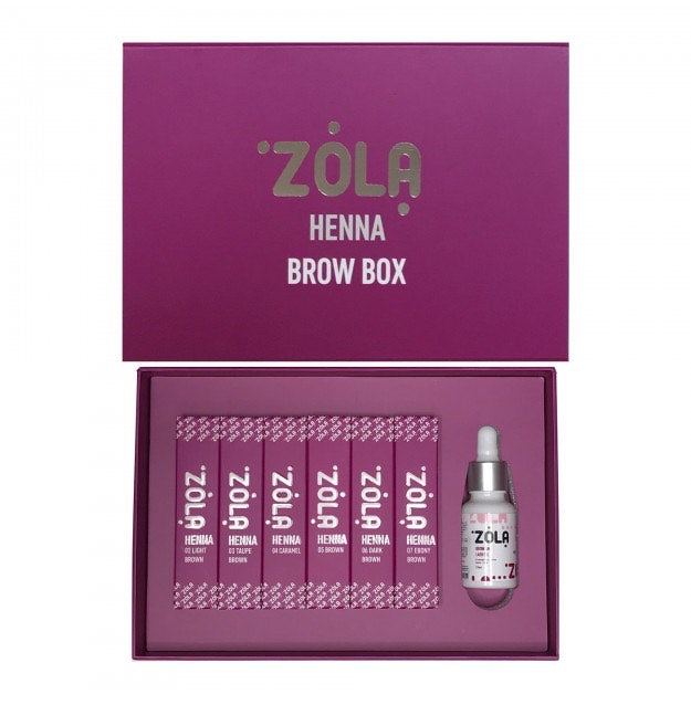 Zestaw henny do brwi Zola 6szt+olejek (henna 10g sztuka)